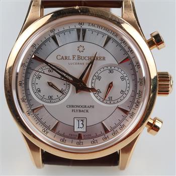 Carl Bucherer 18kt Gold Marnero Chronograph Flyback Watch-Evaluated By Certified Gemologist-AGS/GIA