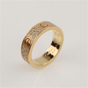Cartier 0.31ct TW Diamond 18kt Gold Love Pave Band -Evaluated By Our Certified Gemologist-AGS/GIA