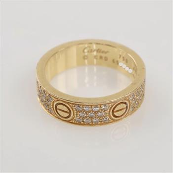 Cartier 0.31ct TW Diamond 18kt Gold Love Pave Band -Evaluated By Our Certified Gemologist-AGS/GIA