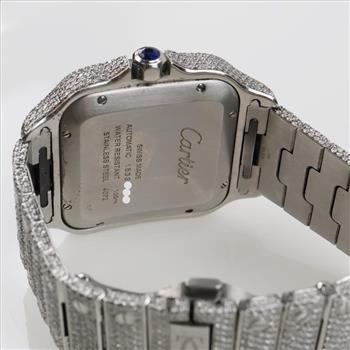 Cartier 18.29cts TW Diamond Santos Automatic Watch - Evaluated By Our Certified Gemologist