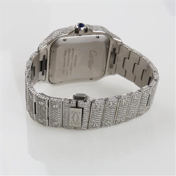 Cartier 18.29cts TW Diamond Santos Automatic Watch - Evaluated By Our Certified Gemologist