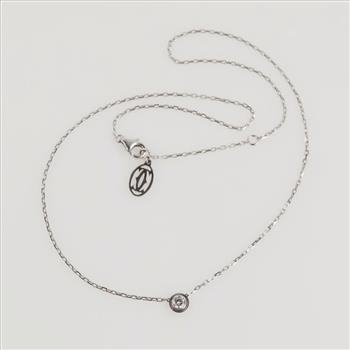 Cartier 18kt White Gold D'Amour Pendant Diamond Necklace-Evaluated By Certified Gemologist-AGS/GIA