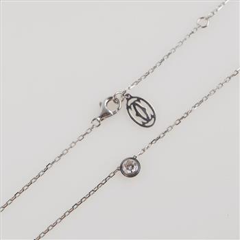 Cartier 18kt White Gold D'Amour Pendant Diamond Necklace-Evaluated By Certified Gemologist-AGS/GIA