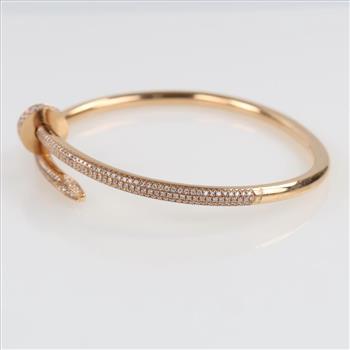 Cartier 2.26ctw Diamond 18kt Rose Gold Juste Un Clou Nail Bracelet-Evaluated By Certified Gemologist