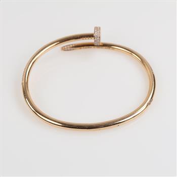 Cartier 2.26ctw Diamond 18kt Rose Gold Juste Un Clou Nail Bracelet-Evaluated By Certified Gemologist