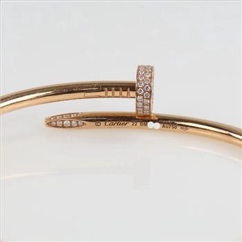 Cartier 2.26ctw Diamond 18kt Rose Gold Juste Un Clou Nail Bracelet-Evaluated By Certified Gemologist