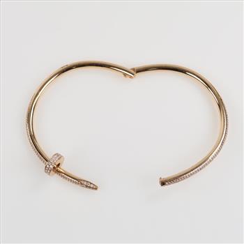 Cartier 2.26ctw Diamond 18kt Rose Gold Juste Un Clou Nail Bracelet-Evaluated By Certified Gemologist