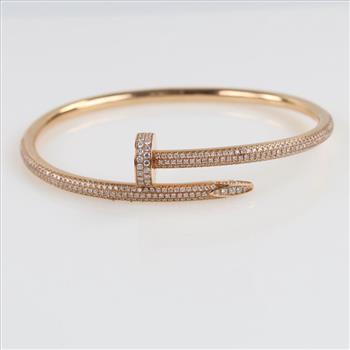 Cartier 2.26ctw Diamond 18kt Rose Gold Juste Un Clou Nail Bracelet-Evaluated By Certified Gemologist