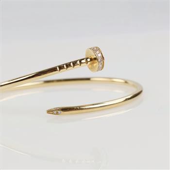 Cartier Diamond 18kt Gold Nail Bracelet - Evaluated By Our Certified Gemologist-AGS/GIA
