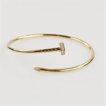 Cartier Diamond 18kt Gold Nail Bracelet - Evaluated By Our Certified Gemologist-AGS/GIA