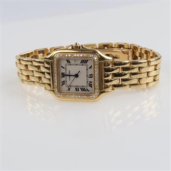 Cartier Panthere De Cartier Midsize 18kt Gold Diamond Watch-Evaluated By Certified Gemologist-AGSGIA
