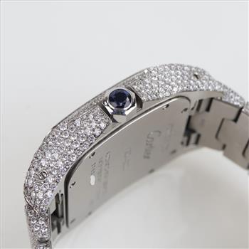 Cartier Santos 100 - 22.67cts TW Diamond Watch-Evaluated By Our Certified Gemologist-AGS/GIA