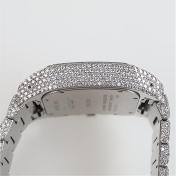 Cartier Santos 100 - 22.67cts TW Diamond Watch-Evaluated By Our Certified Gemologist-AGS/GIA