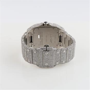 Cartier Santos 100 - 22.67cts TW Diamond Watch-Evaluated By Our Certified Gemologist-AGS/GIA