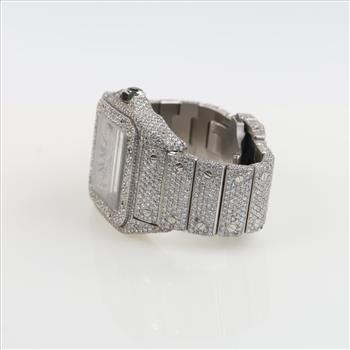 Cartier Santos 100 - 22.67cts TW Diamond Watch-Evaluated By Our Certified Gemologist-AGS/GIA