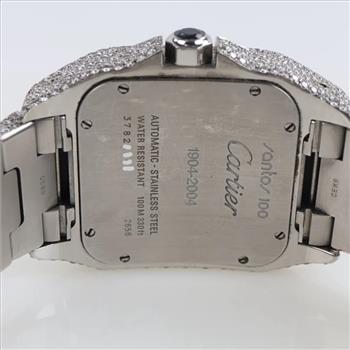 Cartier Santos 100 - 22.67cts TW Diamond Watch-Evaluated By Our Certified Gemologist-AGS/GIA