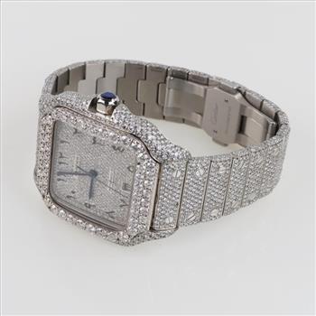 Cartier Santos 14.64cts TW Diamond Watch-Evaluated By Our Certified Gemologist-AGS/GIA