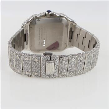 Cartier Santos 14.64cts TW Diamond Watch-Evaluated By Our Certified Gemologist-AGS/GIA