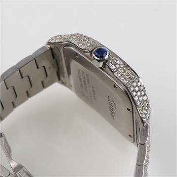 Cartier Santos 17.96cts TW Diamond Watch - Evaluated By Our Certified Gemologist- AGS/GIA
