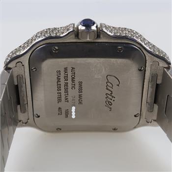 Cartier Santos 17.96cts TW Diamond Watch - Evaluated By Our Certified Gemologist- AGS/GIA