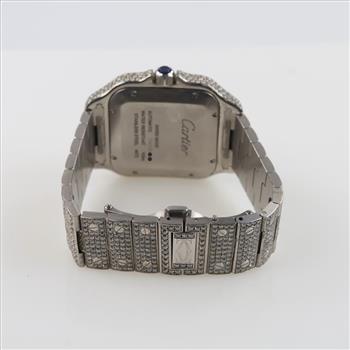 Cartier Santos 17.96cts TW Diamond Watch - Evaluated By Our Certified Gemologist- AGS/GIA
