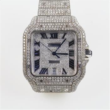 Cartier Santos 17.96cts TW Diamond Watch - Evaluated By Our Certified Gemologist- AGS/GIA