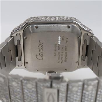 Cartier Santos Iced Out 19.10cts TW Diamond Watch- Evaluated By Our Certified Gemologist-AGS/GIA