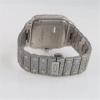 Cartier Santos Iced Out 19.10cts TW Diamond Watch- Evaluated By Our Certified Gemologist-AGS/GIA