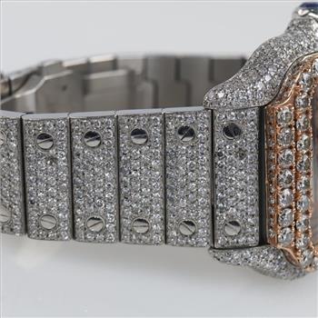 Cartier Santos Iced Out 19.10cts TW Diamond Watch- Evaluated By Our Certified Gemologist-AGS/GIA