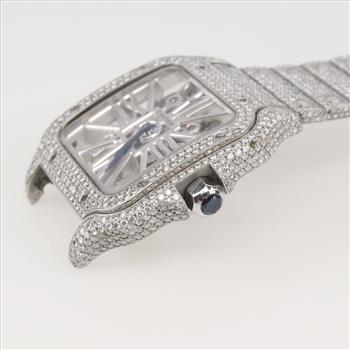 Cartier Santos Skeleton 11.18cts TW Diamond Watch-Evaluated By Our Certified Gemologist-AGS/GIA