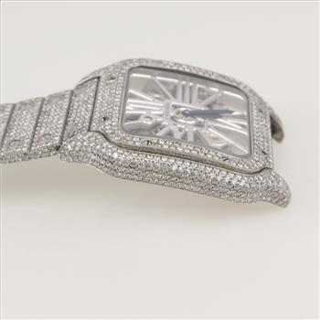 Cartier Santos Skeleton 11.18cts TW Diamond Watch-Evaluated By Our Certified Gemologist-AGS/GIA
