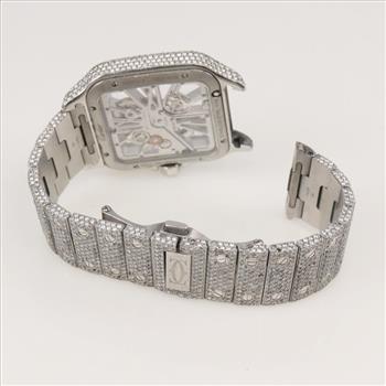 Cartier Santos Skeleton 11.18cts TW Diamond Watch-Evaluated By Our Certified Gemologist-AGS/GIA