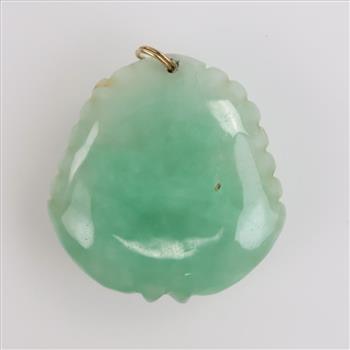Carved Buddha Jadite Pendant 14kt Jump Ring