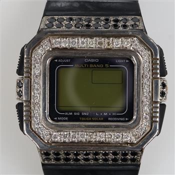 Casio G-Shock 25th Anniversary Dawn Black Silver And Diamond Watch