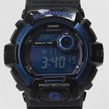 Casio G-Shock Blue Dial Digital Black Resin Watch In Box