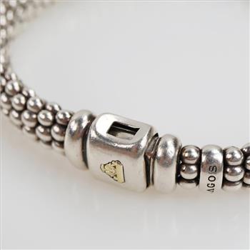 Caviar Lagos Luna Silver & 18kt Gold Black Pearl Bracelet-Evaluated By Certified Gemologist-AGS/GIA