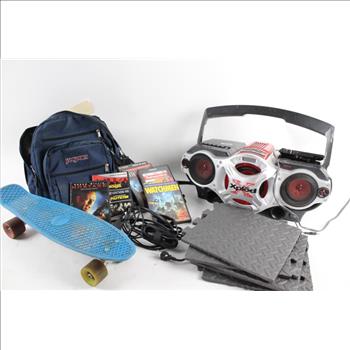 CD Player Boombox, DVD's, Penny Board, And More, 10+ Pieces