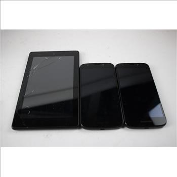 Cell Phone And Tablet Lot, 3 Pieces, Sold For Parts