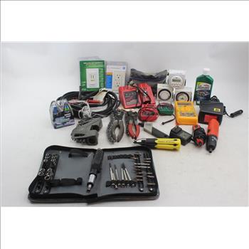 Cen-tech Digital Multimeter, Commercial Electric Battery Tester, Milwaukee Universal Charger, Husky Metric Hex Keys, Hand Tools,