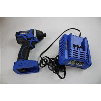 Central Pneumatic Brad Nailer & Stapler, Kobalt Reciprocating Saw, Brushless Impact Driver, & Single Port Charger 4 Pieces