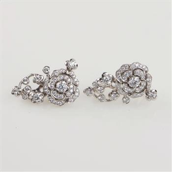 Chanel 1.54cts TW Diamond 18kt White Gold Earrings-Evaluated By Certified Gemologist - AGS / GIA