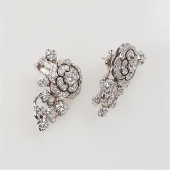 Chanel 1.54cts TW Diamond 18kt White Gold Earrings-Evaluated By Certified Gemologist - AGS / GIA