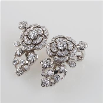 Chanel 1.54cts TW Diamond 18kt White Gold Earrings-Evaluated By Certified Gemologist - AGS / GIA