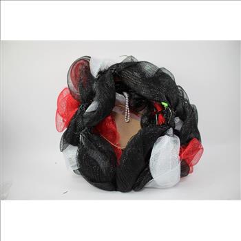 Chicago Blackhawks Black/Red/White Mesh Christmas Wreath