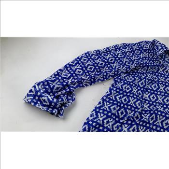 Chicos Women's Shirt, Graphic Peasant Top Blue Grotto, Size 2