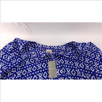 Chicos Women's Shirt, Graphic Peasant Top Blue Grotto, Size 2