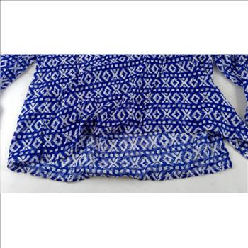 Chicos Women's Shirt, Graphic Peasant Top Blue Grotto, Size 2