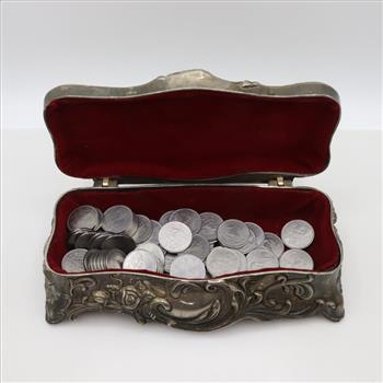 Christine's Rose Decorative Metal Chest Filled With Pesos