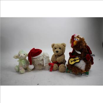 Christmas Misc Plushies, Nutcracker And More,  Plastic Bin
