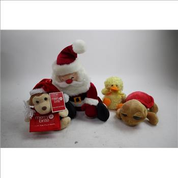 Christmas Misc Plushies, Nutcracker And More,  Plastic Bin